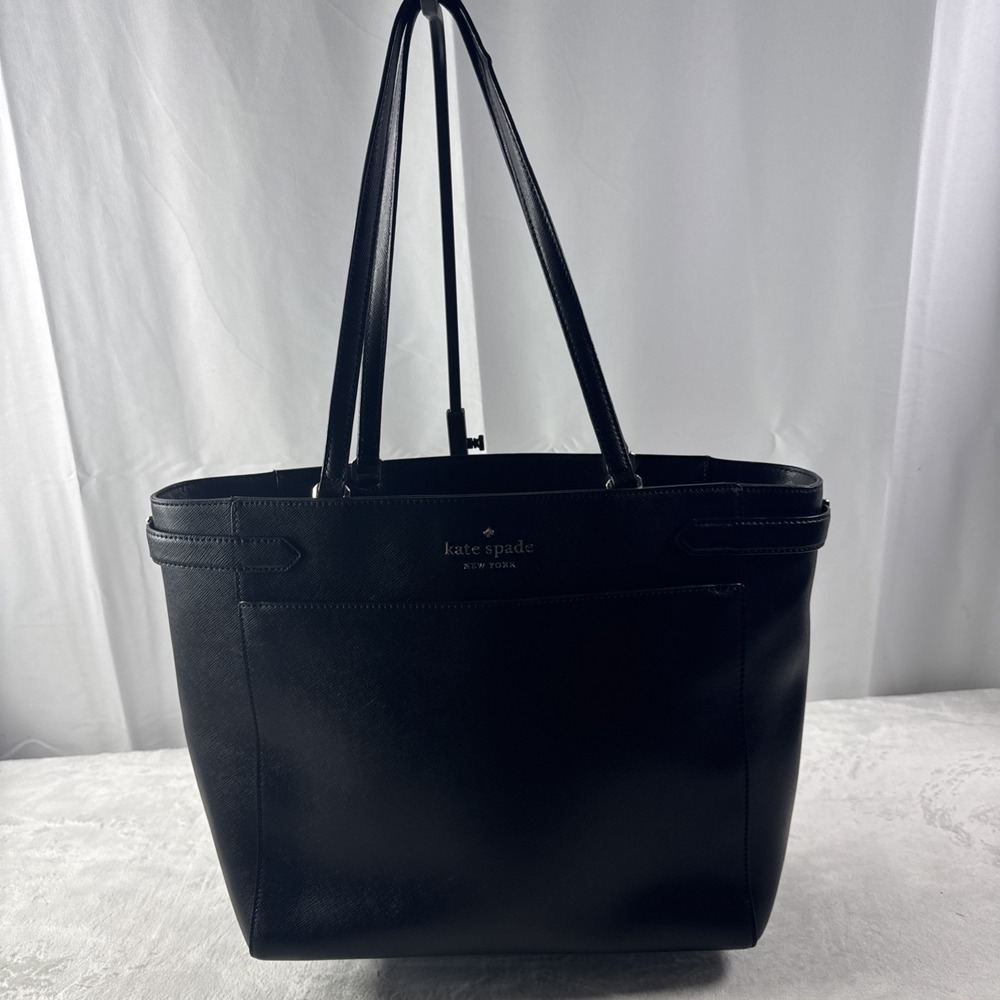KATE SPADE laptop Large Tote BAG Handbag Black W/ Gold Accents Saffiano Leather